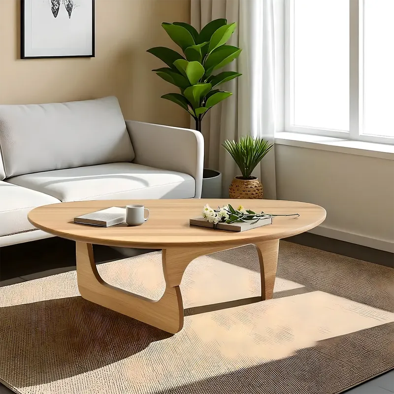 Minimalist Round Wooden Coffee Table