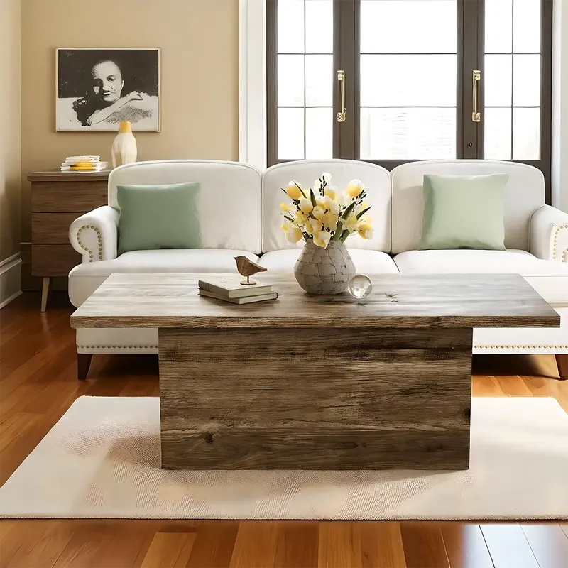 Minimalist Natural Wood Coffee Table Modern